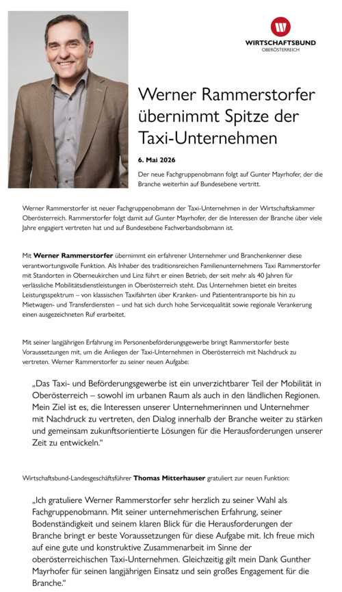 Rammerstorfer ist neue Spartenobmann